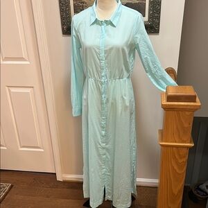 Cotton Shirt Dress Aqua Blue